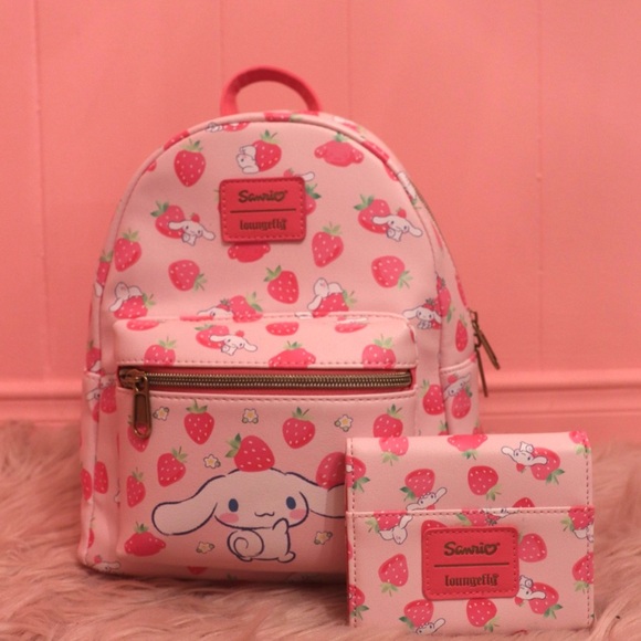 Loungefly Cinnamoroll Strawberry Backpack and Wallet Set - Picture 2 of 7